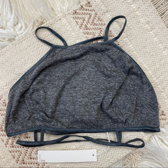 Line + Dot Grey Caged Halter Bralette Size M NWT - Picture 1 of 5